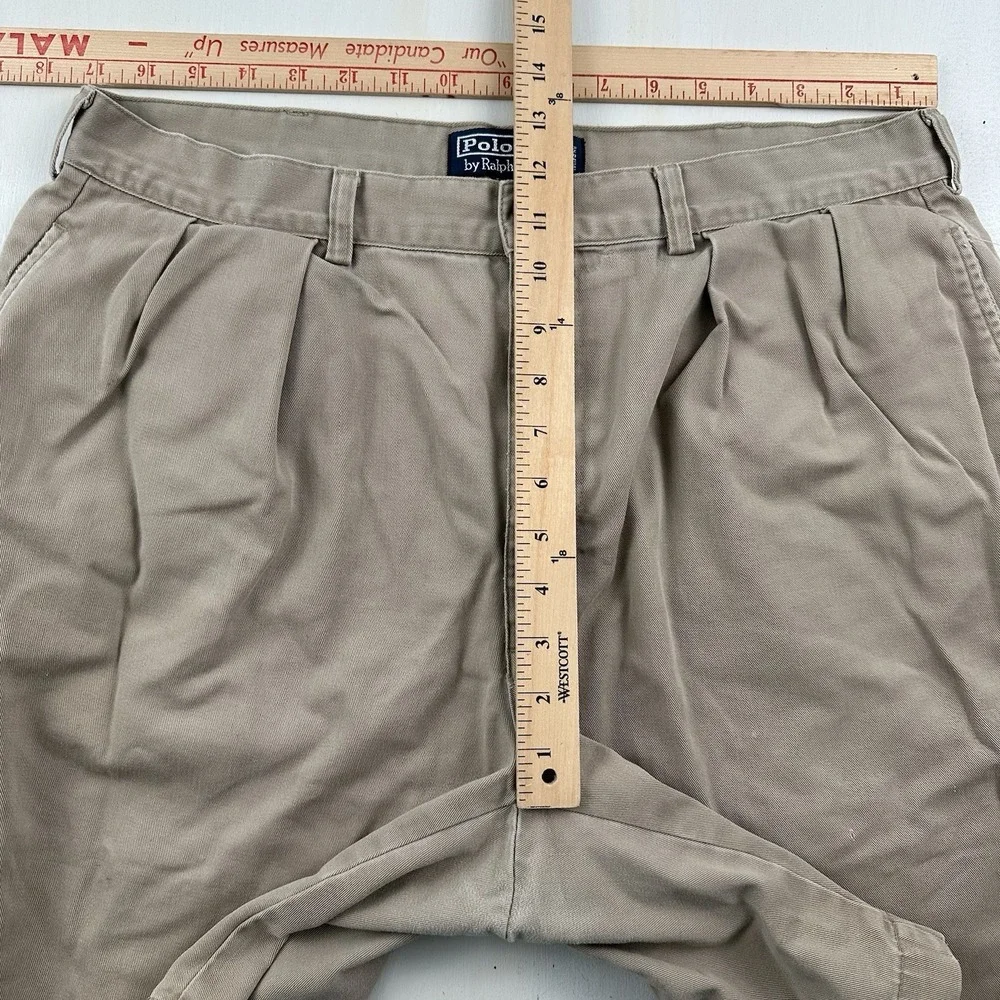 VTG 90s Polo Ralph Lauren‎ Distressed Pleated Tyler Shorts Fits 34 Khaki Chino